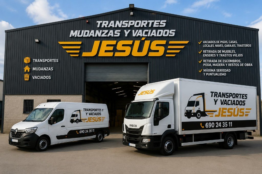 Vehículos y almacén de Transportes, Mudanzas y Vaciados Jesús